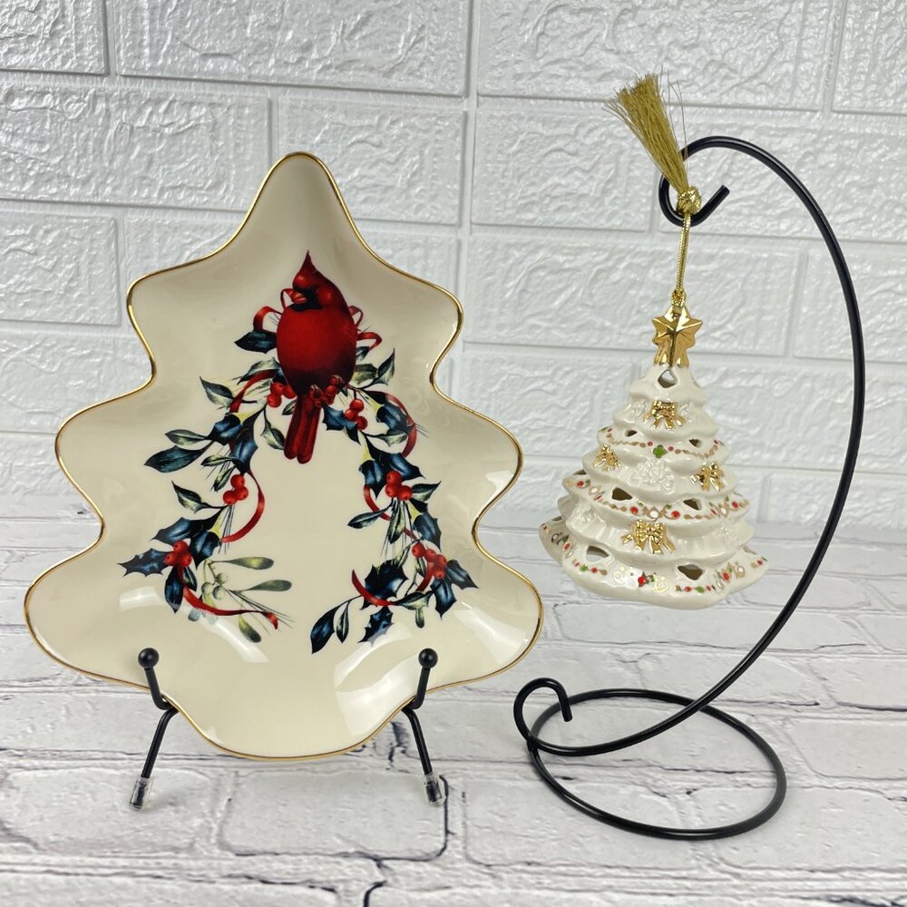 LENOX Porcelain Winter Holiday Candy Dish and Ornament